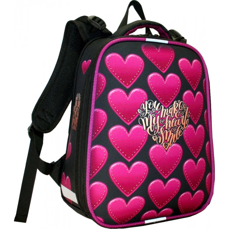 рюкзак для девочки формованный Сердечки 8220Б
