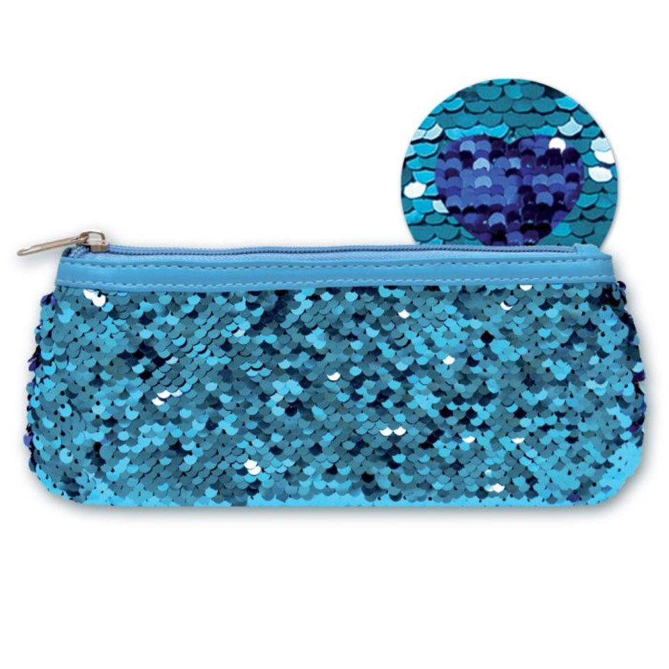 косметичка для девочки Голубой + синий пайетки 46405