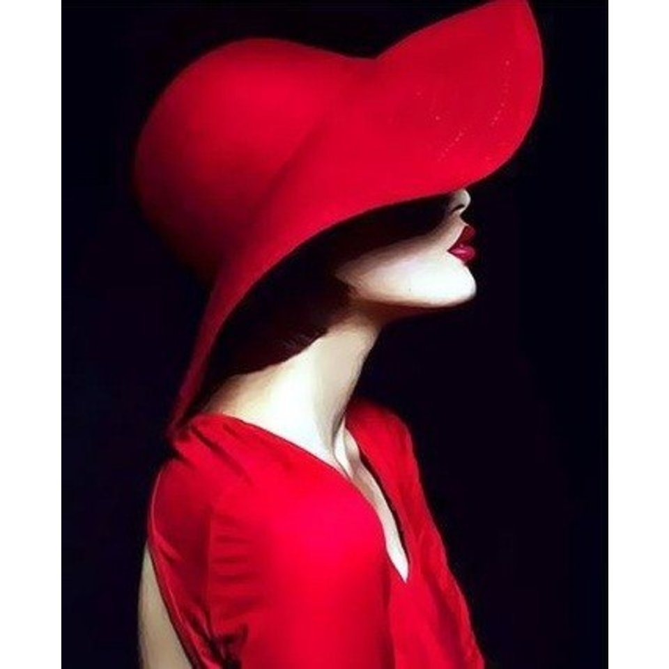 картина по номерам 40х50см GX23572 “Дама в красной шляпе”