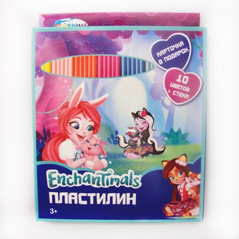пластилин 10 цветов 200гр. Enchantimals стек картонная упаковка