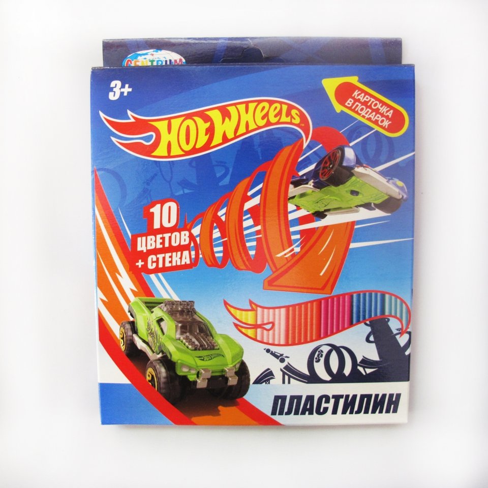 пластилин 10 цветов 200гр. Hot Wheels стек картонная упаковка