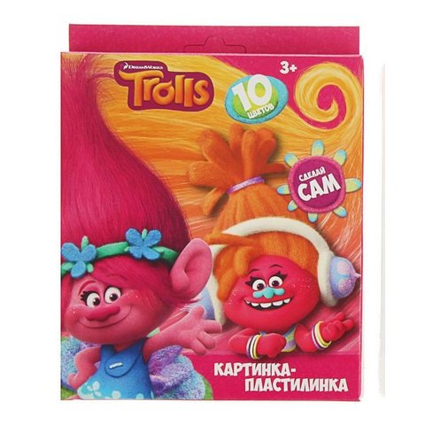 пластилин 10 цветов 200гр. Тролли стек картонная упаковка