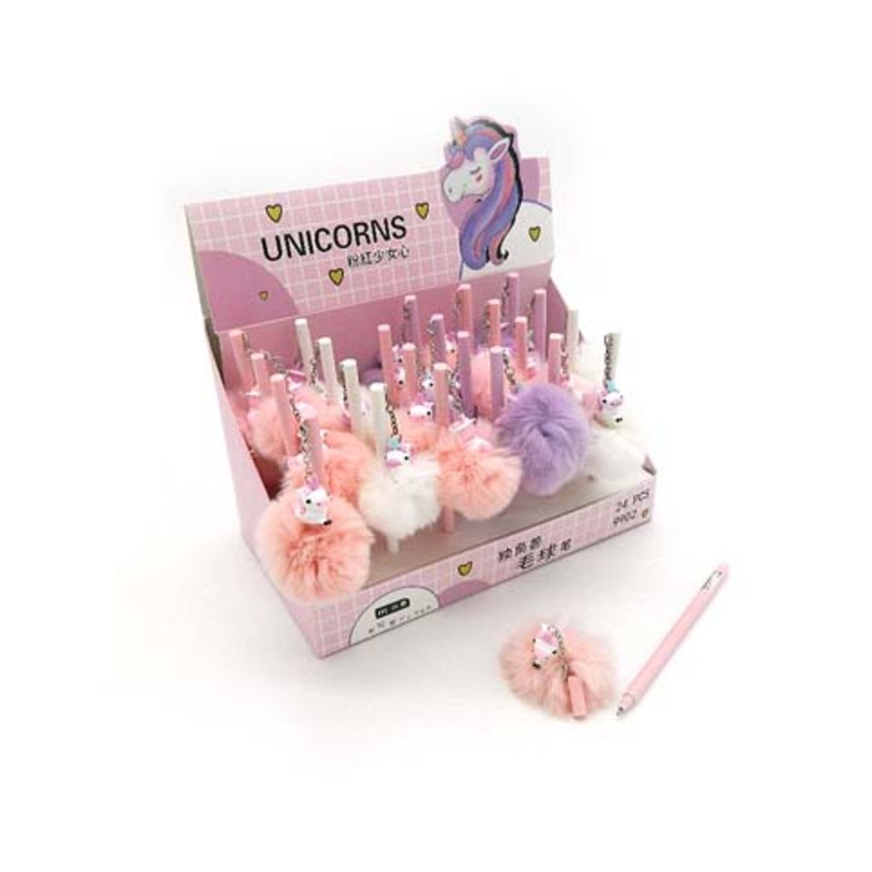 ручка с колпачком Единорог-пушистик в ассортименте BY-11