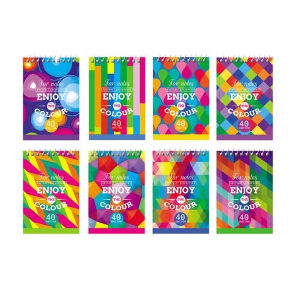 блокнот А7 40 листов Наслаждайся цветом 8 дизайнов на гребне 6708 BG