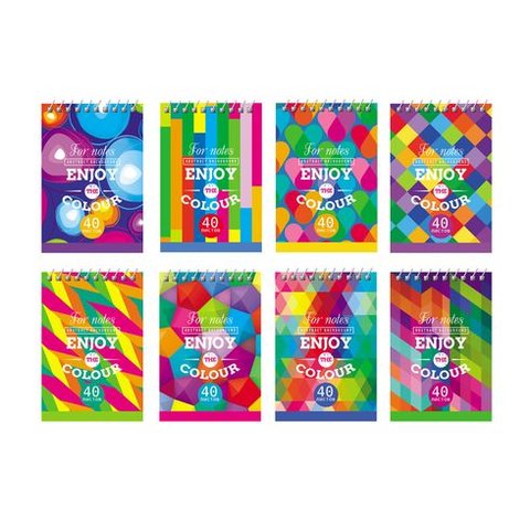 блокнот А7 40 листов Наслаждайся цветом 8 дизайнов на гребне 6708 BG
