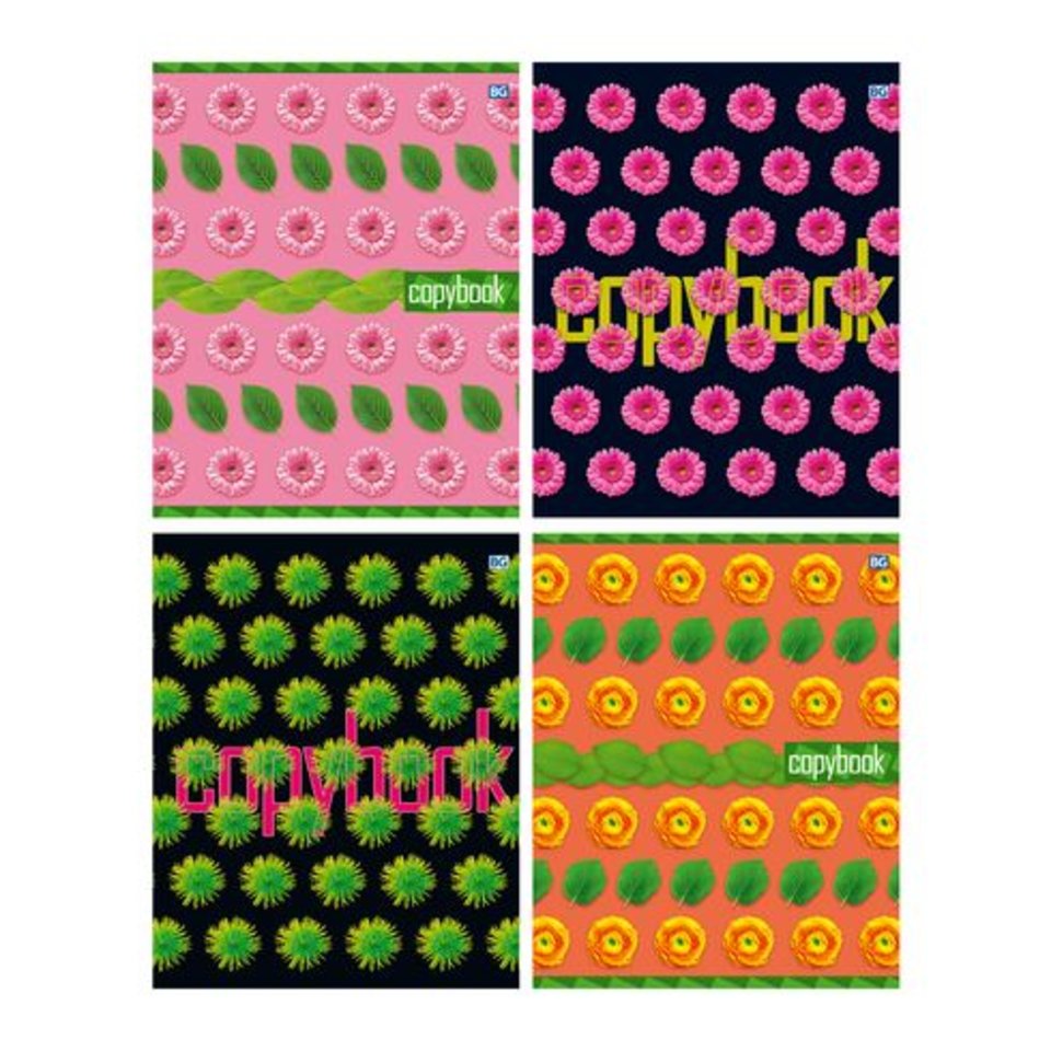 тетрадь 48 листов Цветочная тетрадь 4 дизайна в клетку 5683 BG
