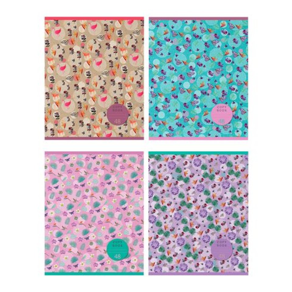 тетрадь 48 листов EcoLine 4 дизайна в клетку 6847 BG