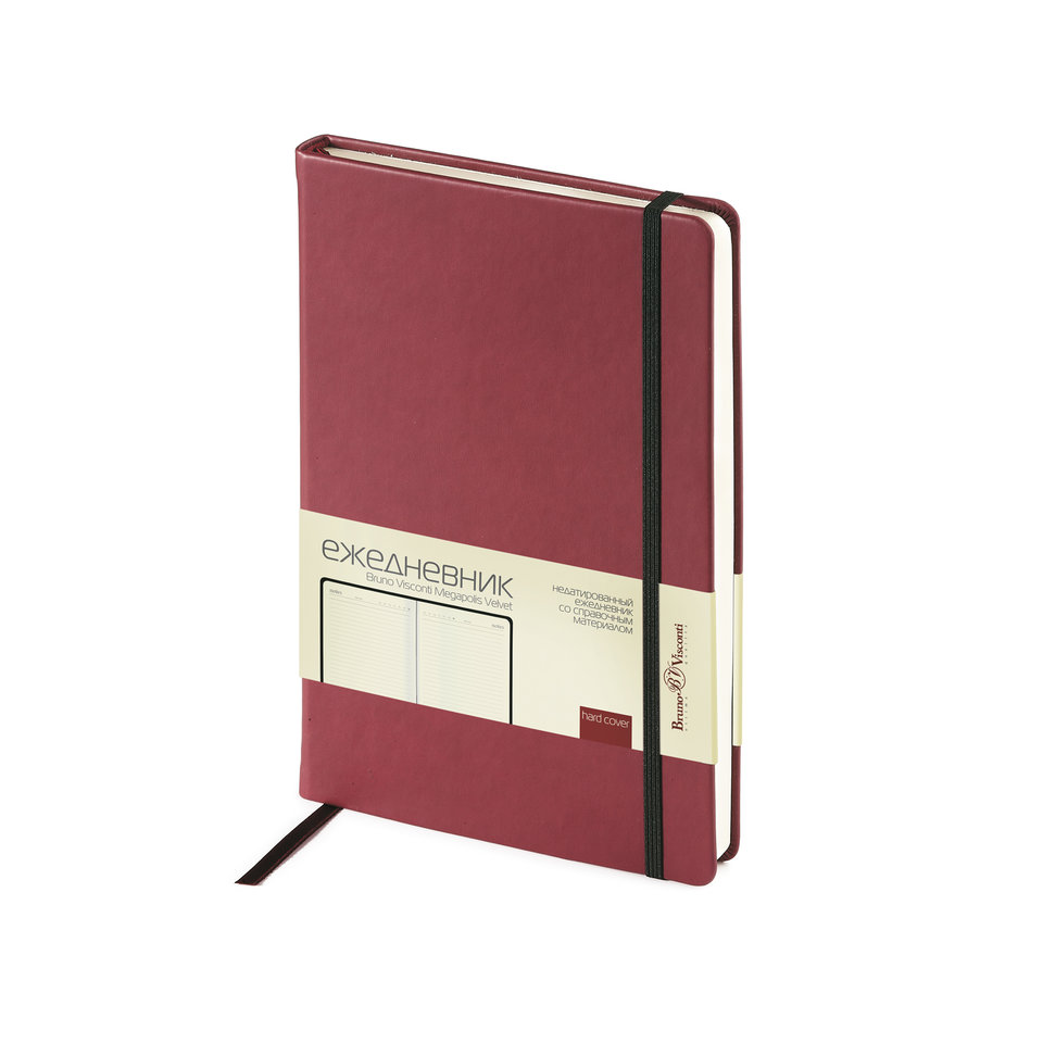 ежедневник недатированный А5 "MEGAPOLIS VELVET" бордовый 3-468/05 Bruno Visconti
