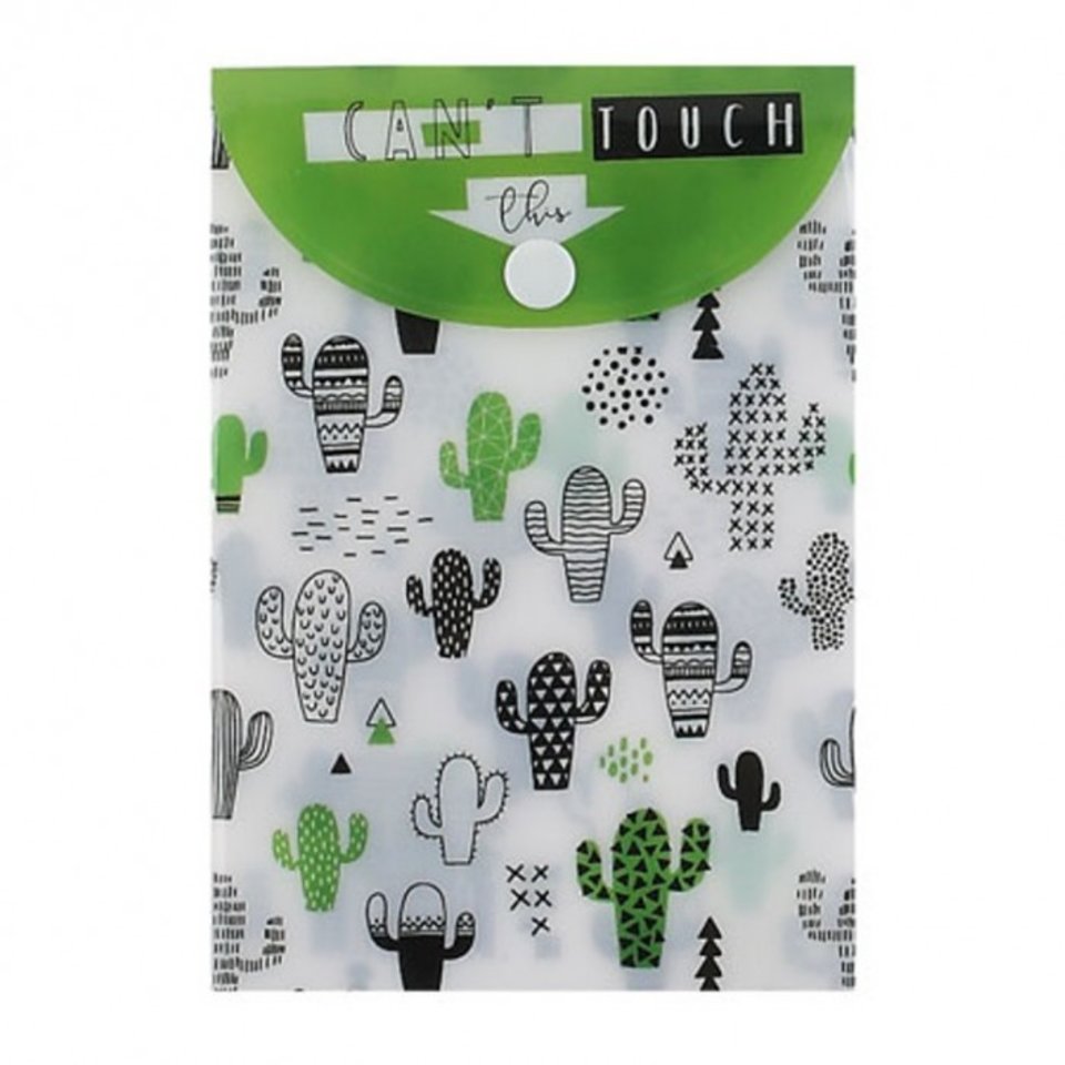 папка-конверт на кнопке А6 с рисунком Кактусы 183478/3(Б)184102