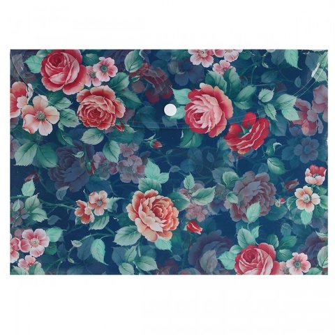 папка-конверт на кнопке А4 с рисунком Розы (Цветы с листочками) 183484/1(Б)184419