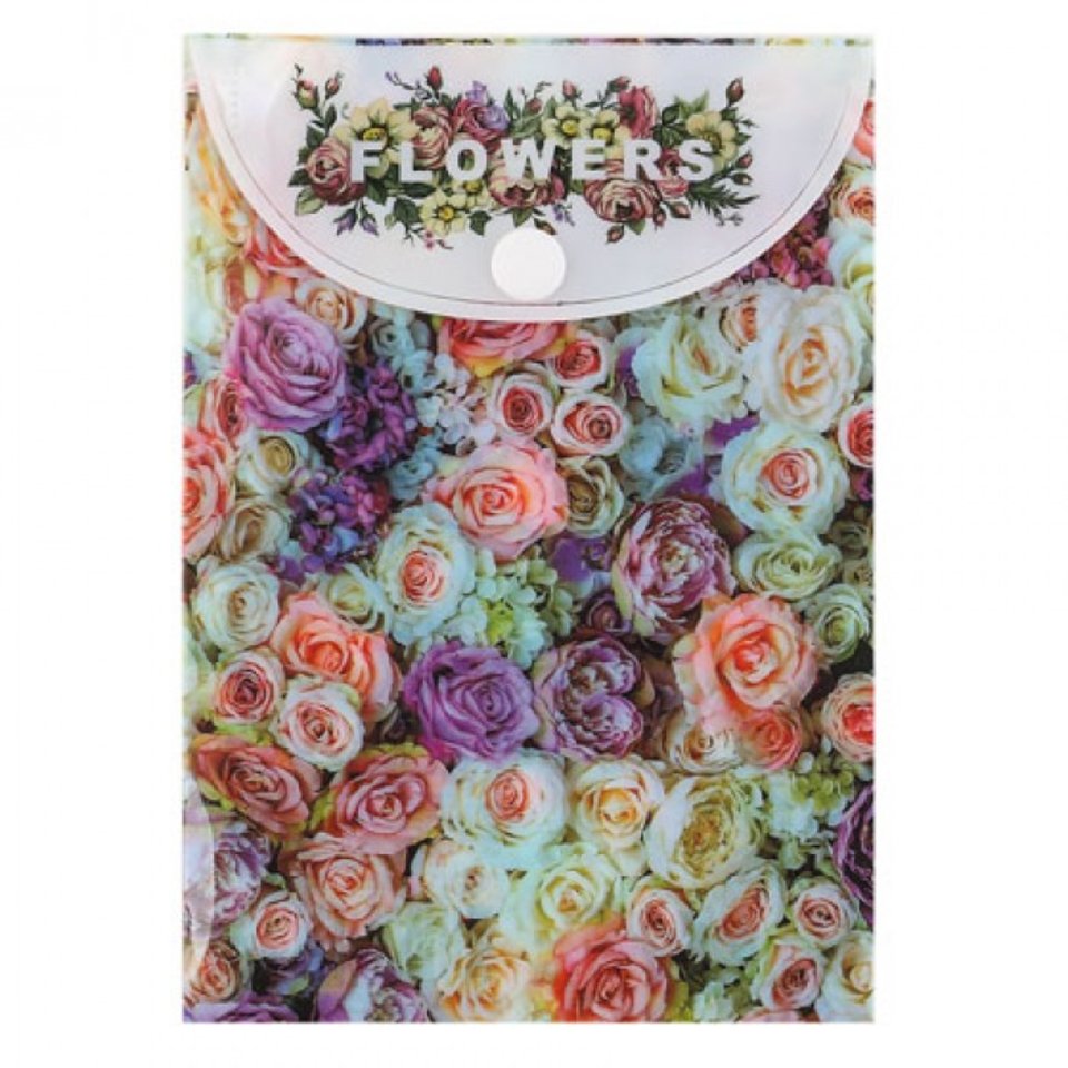 папка-конверт на кнопке А6 с рисунком Цветы (Flowers) 183475/3(Б)184100