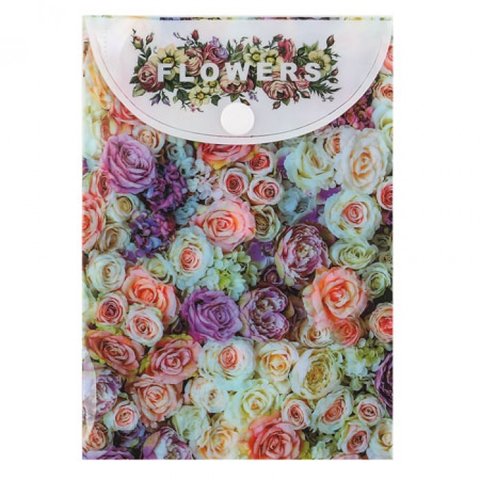 папка-конверт на кнопке А6 с рисунком Цветы (Flowers) 183475/3(Б)184100