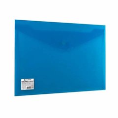 папка-конверт на кнопке А4 непрозрачная пластик 0.18мм 221362 синяя