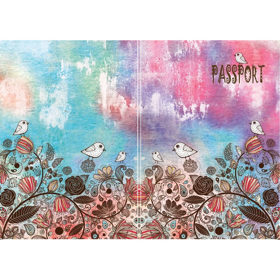обложка для паспорта Птички акварель 20077