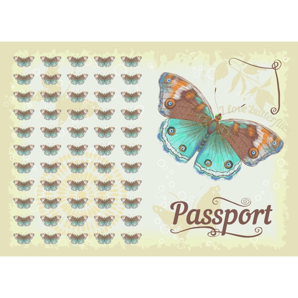 обложка для паспорта Бабочка синяя 20072