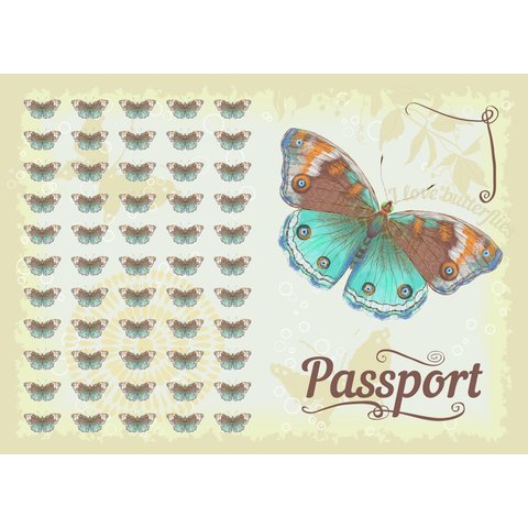 обложка для паспорта Бабочка синяя 20072