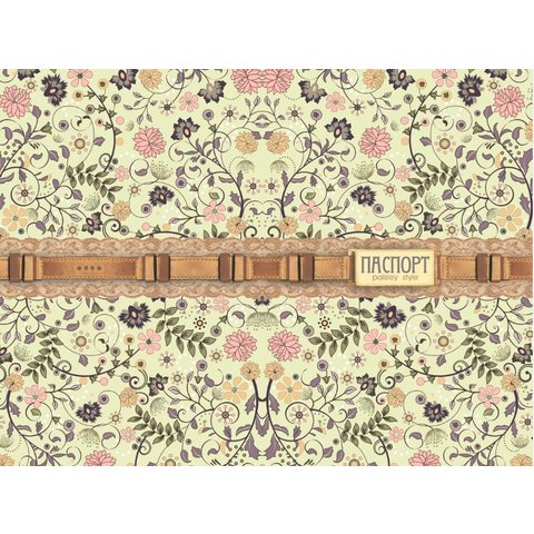 обложка для паспорта Цветочный узор на бежевом 20087
