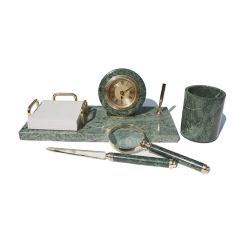 настольный набор 4 предмета 1510-4 материал: зеленый мрамор
