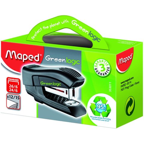 степлер MAPED Greenlogic Mini №26/6+скобы №24/6 400штук