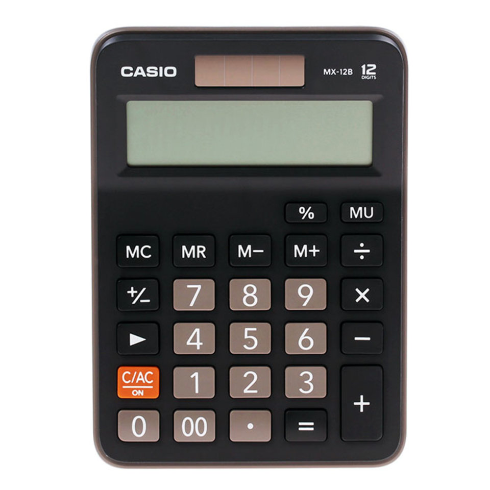 калькулятор настольный 12 разрядов средний CASIO MX-12B двойное питание/130637