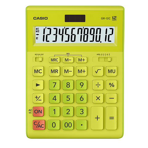 калькулятор настольный 12 разрядов большой CASIO GR-12C-GN 888/178437 салатовый