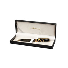 ручка шариковая Manzoni Imperia черный корпус золотые вставки, подарочный футляр imp1550-bm 070910 синяя