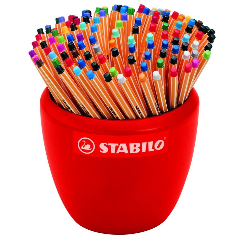 ручка капиллярная STABILO POINT 88 керамический горшок, цвет ручек ассорти