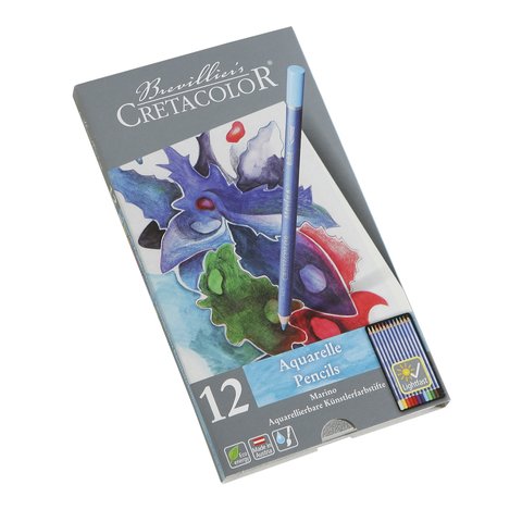 цветные карандаши 12 цветов CretacoloR Marino Акварельные металлическая упаковка