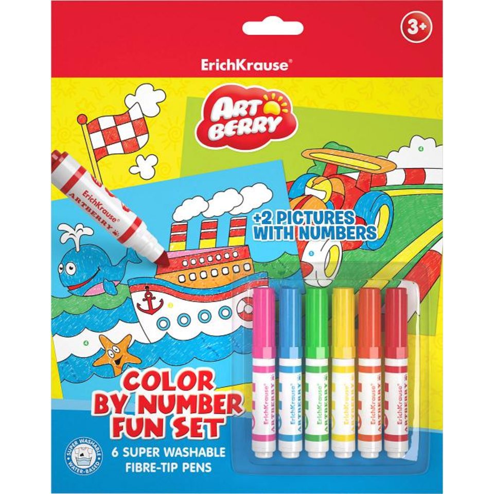 набор для творчества ERICH KRAUSE фломастеры 6 цветов+4раскраски