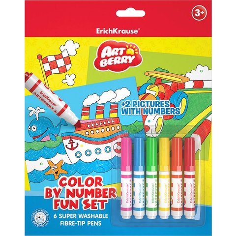 набор для творчества ERICH KRAUSE фломастеры 6 цветов+4раскраски