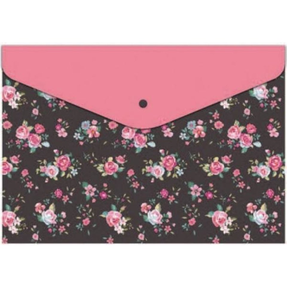 папка-конверт на кнопке А5 Цветочный узор 43632