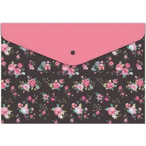 папка-конверт на кнопке А5 Цветочный узор 43632