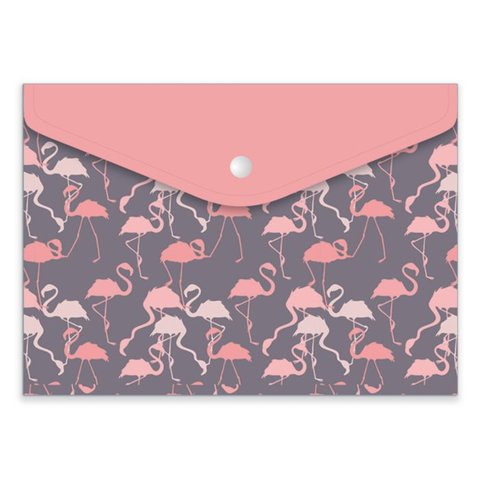 папка-конверт на кнопке А5 Фламинго 46748