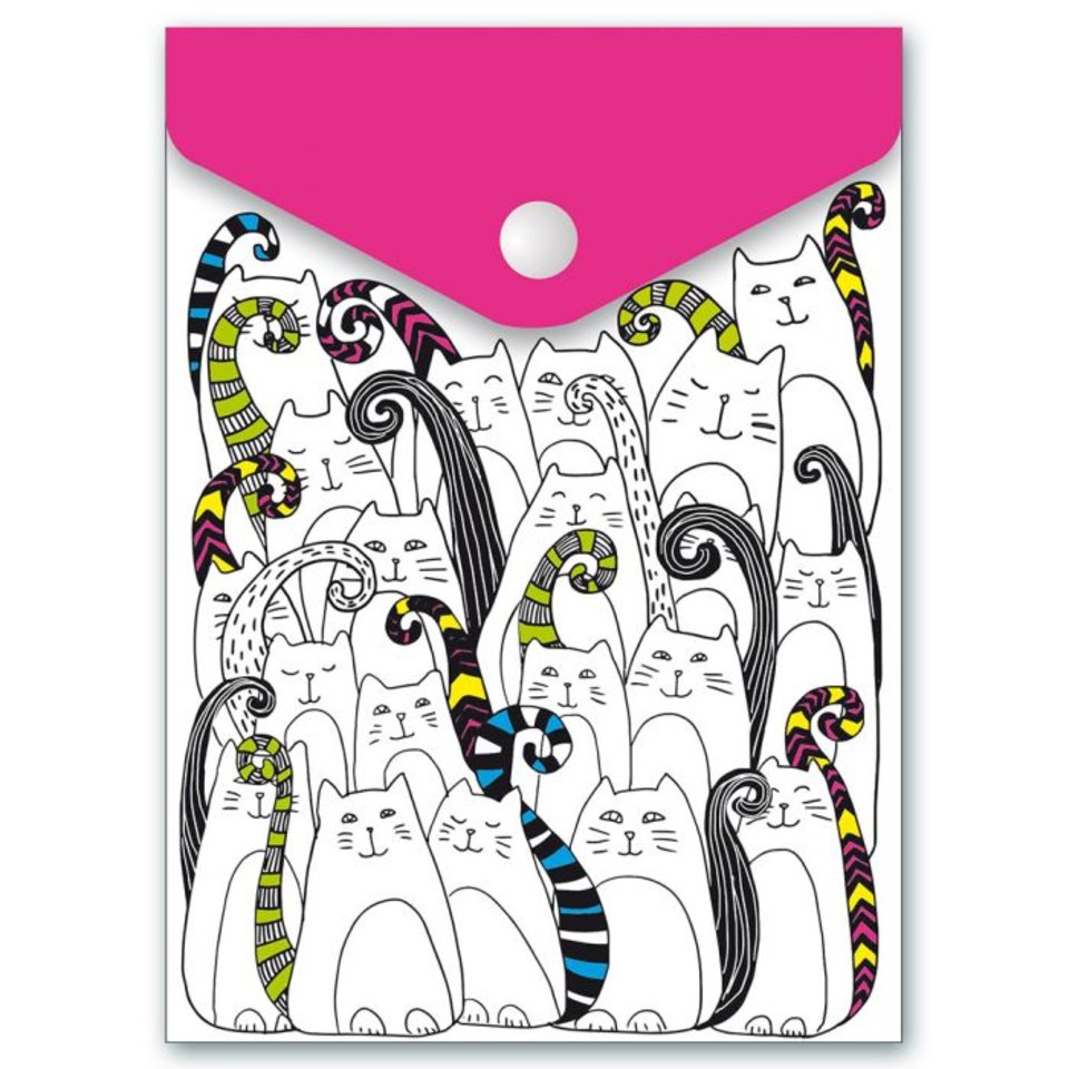 папка-конверт на кнопке 15,8х11,4см Коты 46751