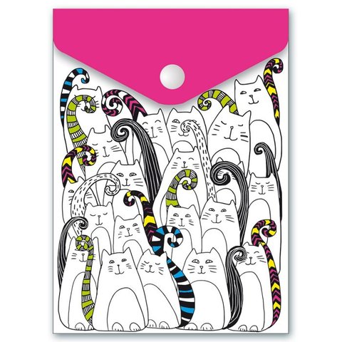 папка-конверт на кнопке 15,8х11,4см Коты 46751