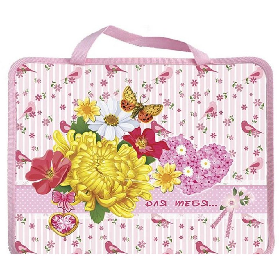 папка для тетрадей А4 с ручками Подарок для тебя на молнии П-2815