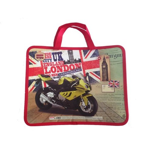 папка для тетрадей А4 Мотоцикл и Лондон на молнии с ручками П-2817