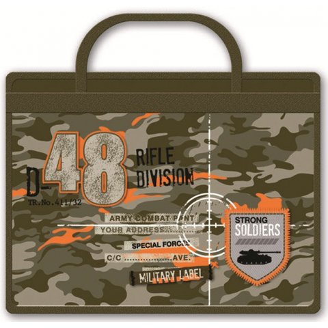 папка для тетрадей А4 Военный стиль на молнии с ручками 40532