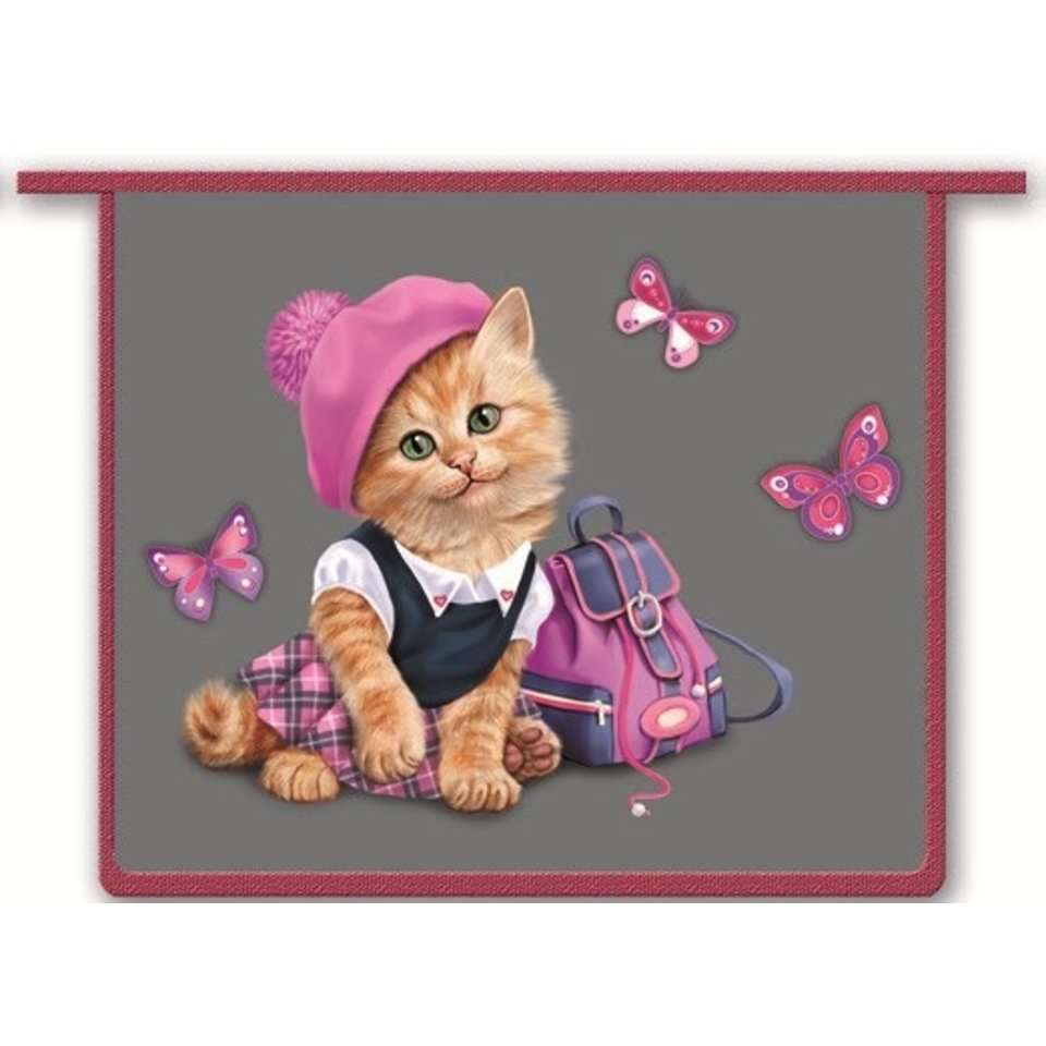 папка для тетрадей А5 на молнии Кошка-школьница 40524