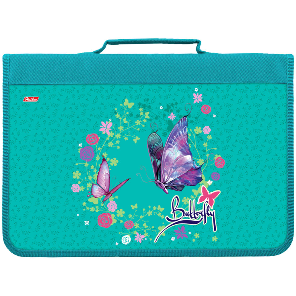 папка для тетрадей А4 Butterfly на молнии с ручкой AMt 42015
