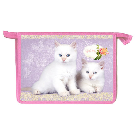 папка для тетрадей А4 на молнии Белые котята ПТ-2463