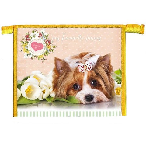 папка для тетрадей А5 на молнии Собачка с бантиком ПТ-2108