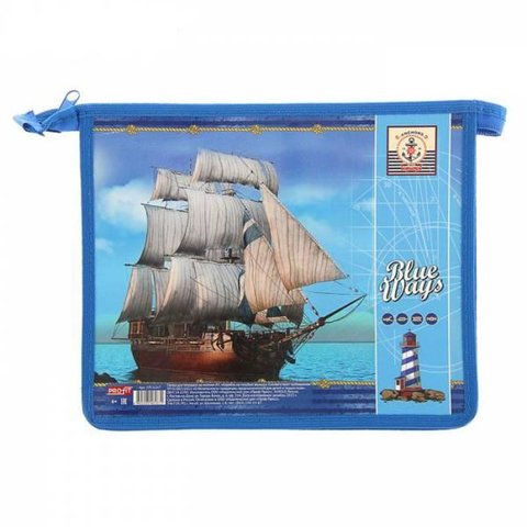 папка для тетрадей А5 на молнии Корабль на волнах ПТ-6267