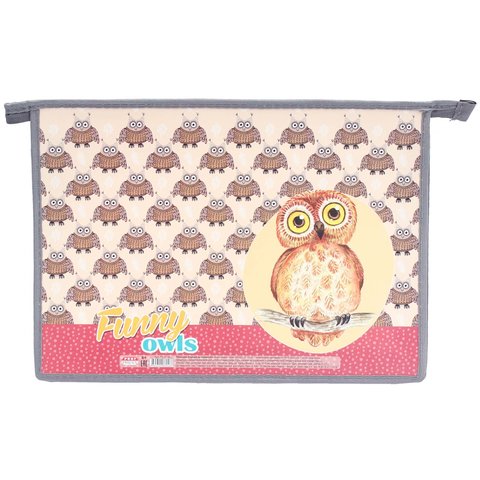 папка для тетрадей А4 Коричневая сова на молнии ПТ-6046