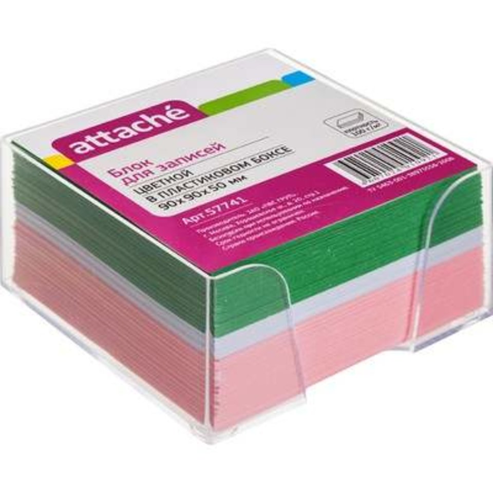 бумблок в подставке цветной 9х9х5 Attache 57741