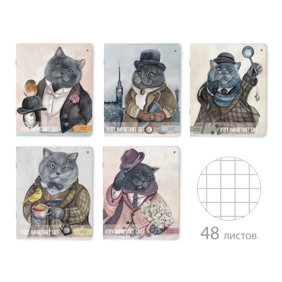 тетрадь 48 листов Особо важные коты 7-48-1092 в клетку Альт