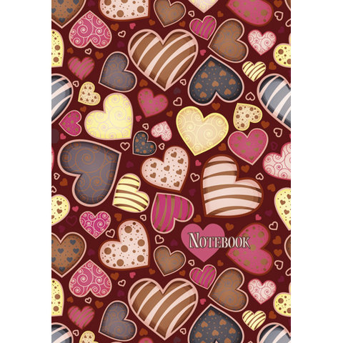 записная книжка А6 80 листов твердая обложка Пряничные сердца 6801536