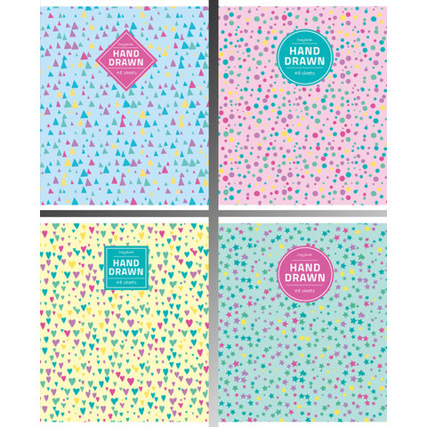 тетрадь 80 листов Hand drawn на спирали 3559 в клетку