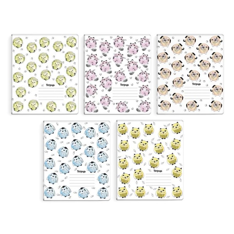 тетрадь 12 листов Зверята-колобки в клетку 51946