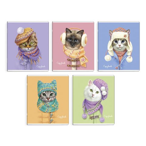 тетрадь 48 листов Забавные кошки в клетку 51959